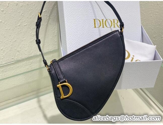 Top Quality Dior Saddle Shoulder Pouch in Goatskin CD0236 Black 2024