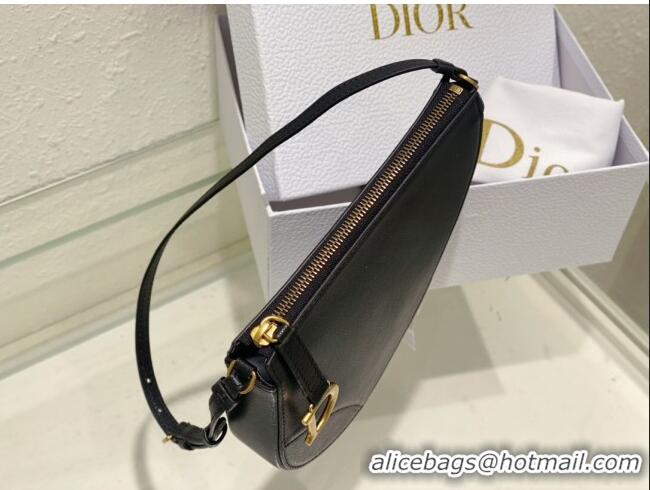 Top Quality Dior Saddle Shoulder Pouch in Goatskin CD0236 Black 2024