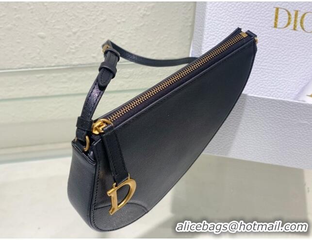 Top Quality Dior Saddle Shoulder Pouch in Goatskin CD0236 Black 2024