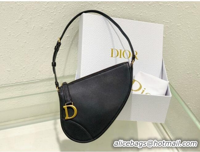 Top Quality Dior Saddle Shoulder Pouch in Goatskin CD0236 Black 2024