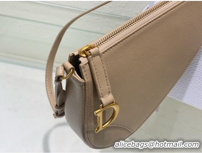 Top Quality Dior Saddle Shoulder Pouch in Goatskin CD0236 Beige 2024