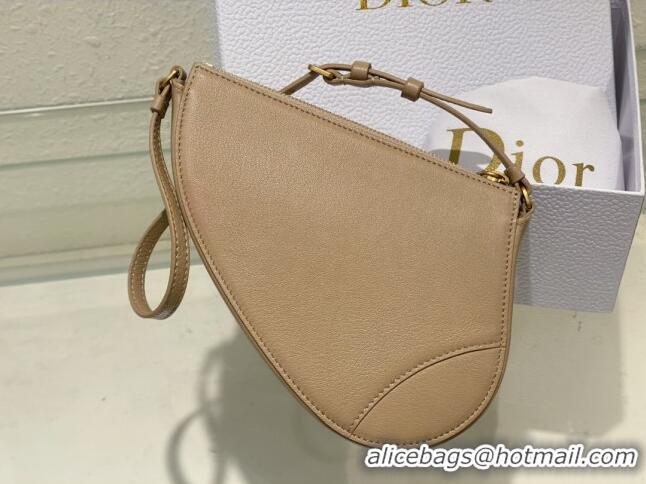 Top Quality Dior Saddle Shoulder Pouch in Goatskin CD0236 Beige 2024