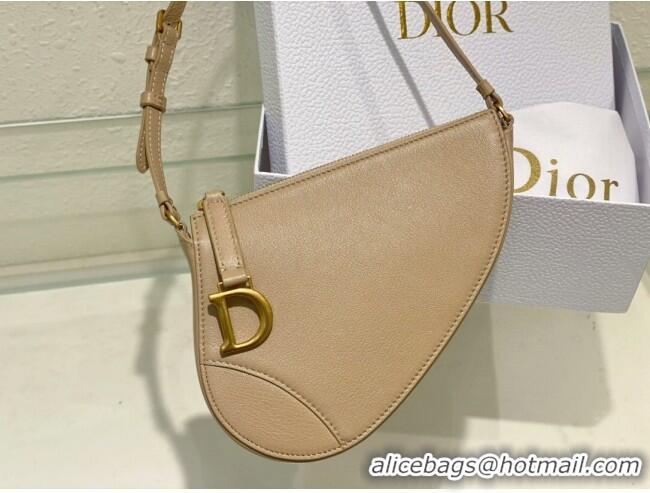 Top Quality Dior Saddle Shoulder Pouch in Goatskin CD0236 Beige 2024