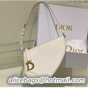 Top Quality Dior Saddle Shoulder Pouch in Goatskin CD0238 White 2024