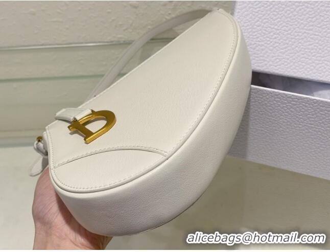 Top Quality Dior Saddle Shoulder Pouch in Goatskin CD0238 White 2024