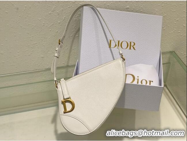 Top Quality Dior Saddle Shoulder Pouch in Goatskin CD0238 White 2024