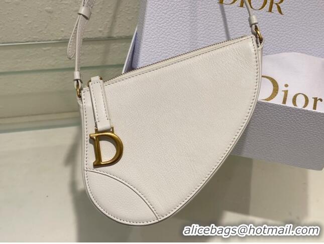 Top Quality Dior Saddle Shoulder Pouch in Goatskin CD0238 White 2024