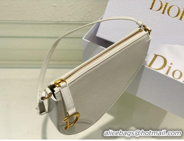 Top Quality Dior Saddle Shoulder Pouch in Goatskin CD0238 White 2024