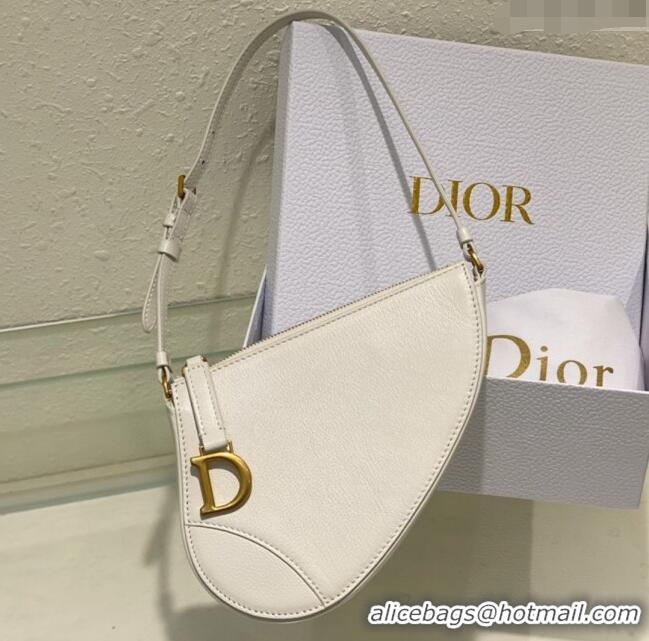 Top Quality Dior Saddle Shoulder Pouch in Goatskin CD0238 White 2024