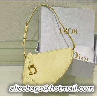 Top Grade Dior Saddle Shoulder Pouch in Goatskin CD0238 Yellow 2024