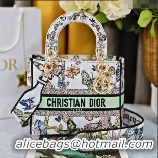 Good Product Dior Medium Lady D-Lite Bag in Toile de Jouy Mexico Embroidery CD1801 White Multicolor 2024