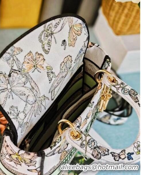 Good Product Dior Medium Lady D-Lite Bag in Toile de Jouy Mexico Embroidery CD1801 White Multicolor 2024