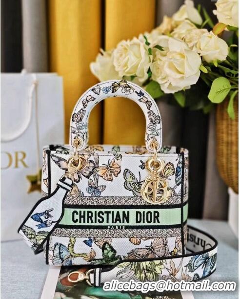 Good Product Dior Medium Lady D-Lite Bag in Toile de Jouy Mexico Embroidery CD1801 White Multicolor 2024