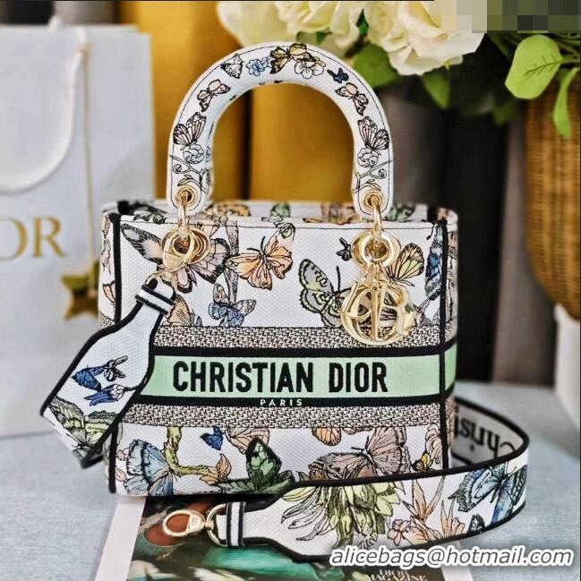 Good Product Dior Medium Lady D-Lite Bag in Toile de Jouy Mexico Embroidery CD1801 White Multicolor 2024