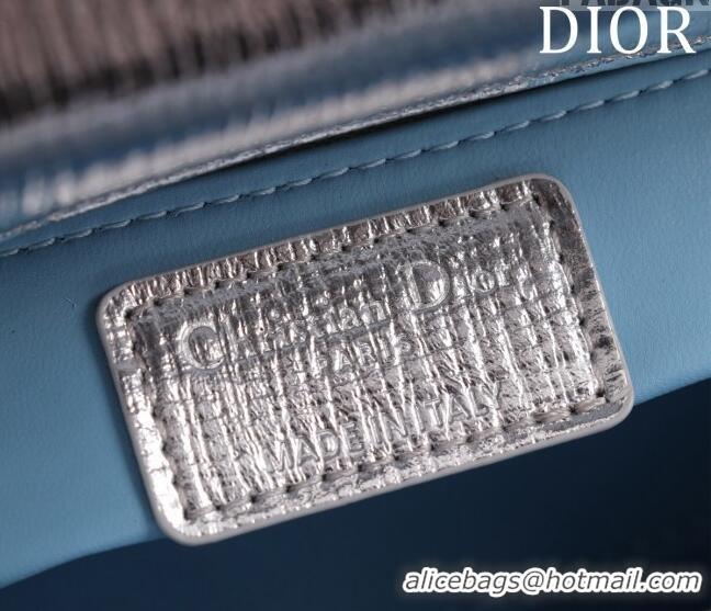 Luxurious Grade Dior Mini Lady Dior Bag in Metallic Cannage Leather M0505 Silver 2024