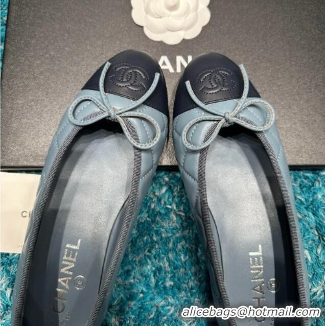 Grade Quality Chanel Classic Quilted Leather Ballet Flat Light Blue 325033