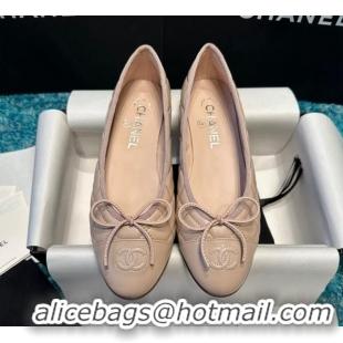 Luxurious Chanel Classic Quilted Leather Ballet Flat Nude 325034