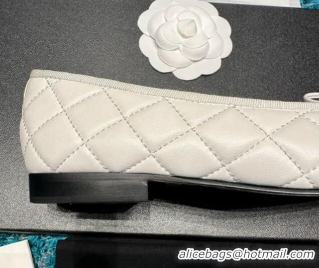 Pretty Style Chanel Classic Quilted Leather Ballet Flat White/Black 325035