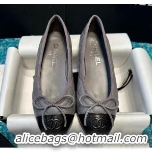 Stylish Chanel Classic Quilted Leather Ballet Flat Dark Grey 325036