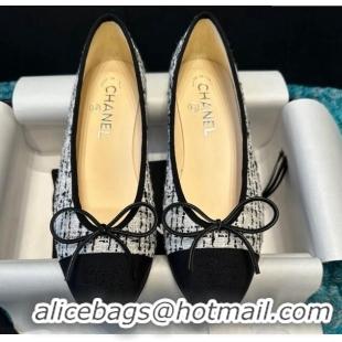 Perfect Chanel Classic Tweed Ballet Flat Black/White 325057