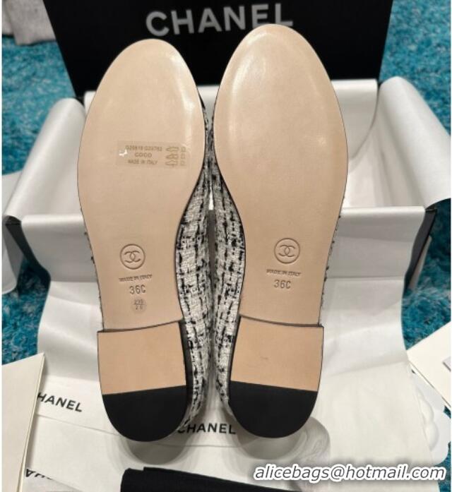 Perfect Chanel Classic Tweed Ballet Flat Black/White 325057