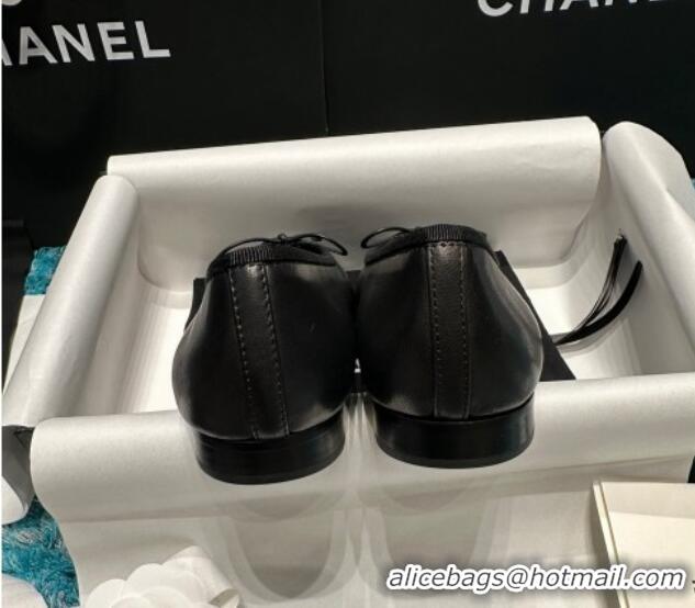 Good Quality Chanel Classic Faded Leather Ballet Flat Black 325044