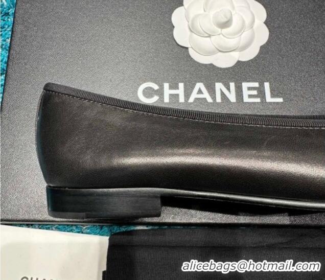 Good Quality Chanel Classic Faded Leather Ballet Flat Black 325044