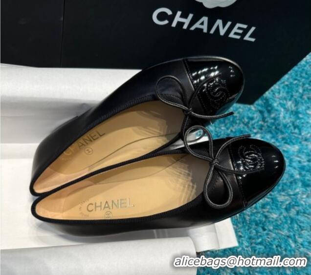 Low Price Chanel Classic Calfskin Leather Ballet Flat All Black Upper 325038