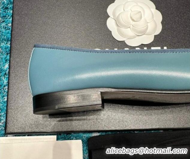 Top Grade Chanel Classic Calfskin Leather Ballet Flat Blue/Green 325039