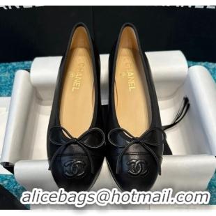 Best Grade Chanel Classic Grained Calfskin Leather Ballet Flat Black 325040