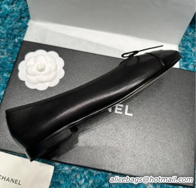 Best Grade Chanel Classic Grained Calfskin Leather Ballet Flat Black 325040