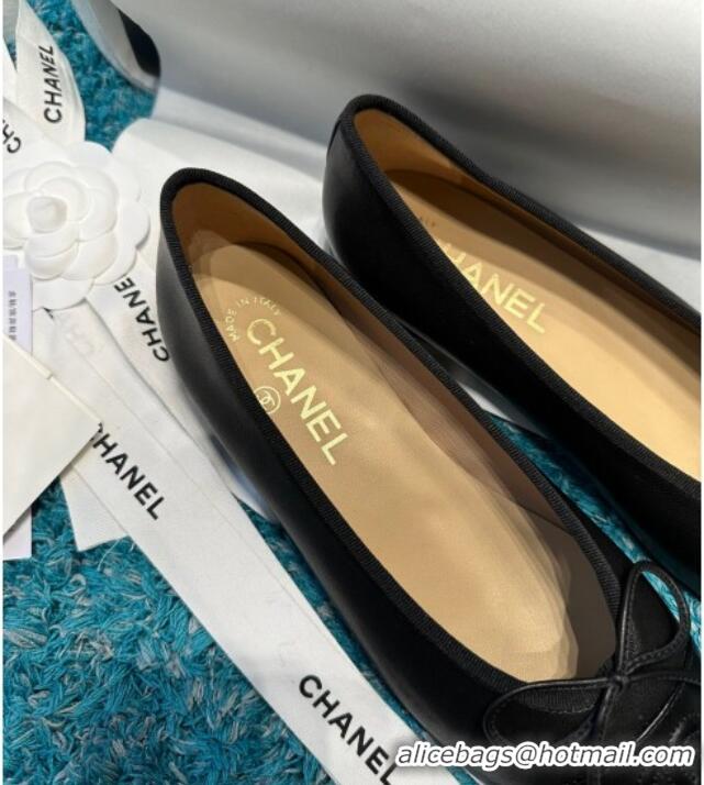 Best Grade Chanel Classic Grained Calfskin Leather Ballet Flat Black 325040