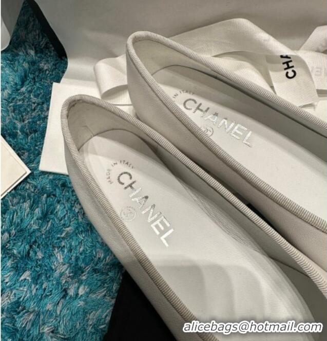 Unique Style Chanel Classic Calfskin Leather Ballet Flat White/Black 325041