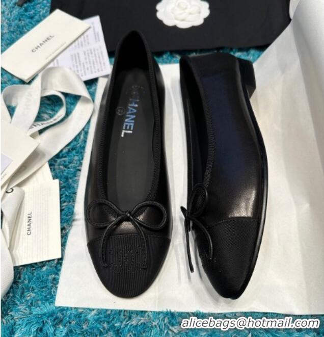 Pretty Style Chanel Classic Calfskin Leather Ballet Flat Black 325042