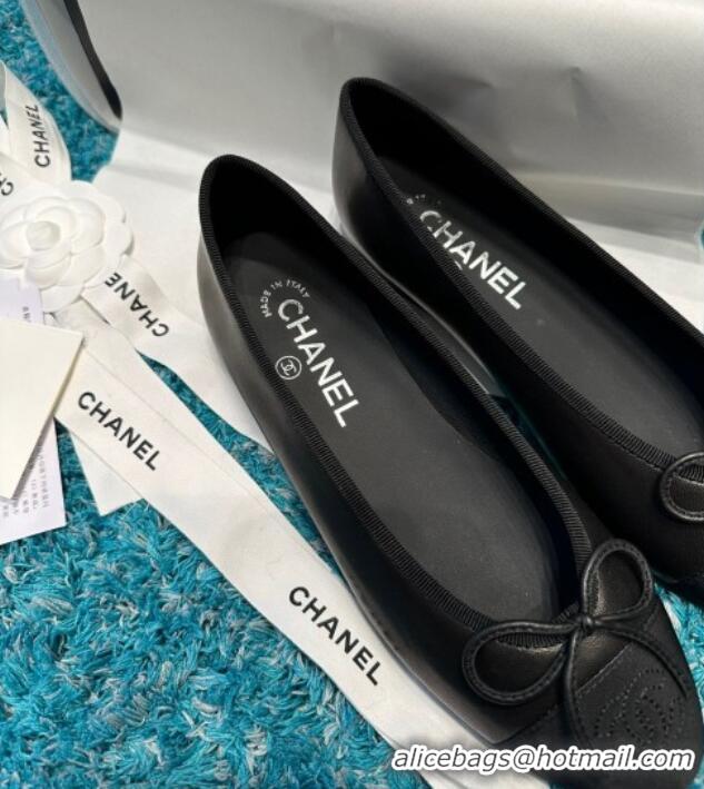 Pretty Style Chanel Classic Calfskin Leather Ballet Flat Black 325042