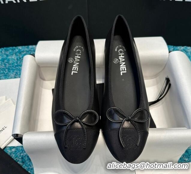 Pretty Style Chanel Classic Calfskin Leather Ballet Flat Black 325042