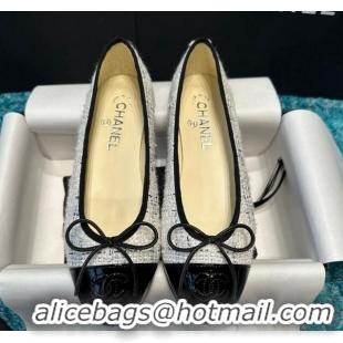 Grade Quality Chanel Classic Tweed & Patent Calfskin Ballet Flat Black/White 325053