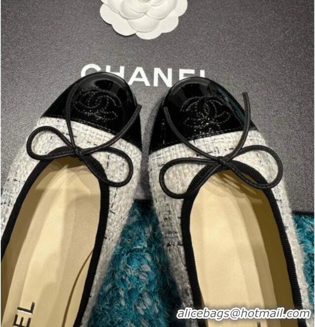 Grade Quality Chanel Classic Tweed & Patent Calfskin Ballet Flat Black/White 325053