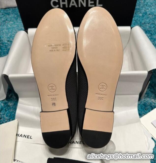 Durable Chanel Classic Grosgrain Ballet Flat Black/Gold 325054