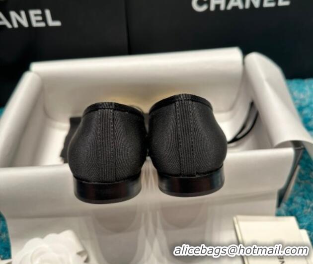 Durable Chanel Classic Grosgrain Ballet Flat Black/Gold 325054