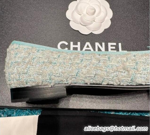 Best Grade Chanel Classic Tweed Ballet Flat Green/Black 325055