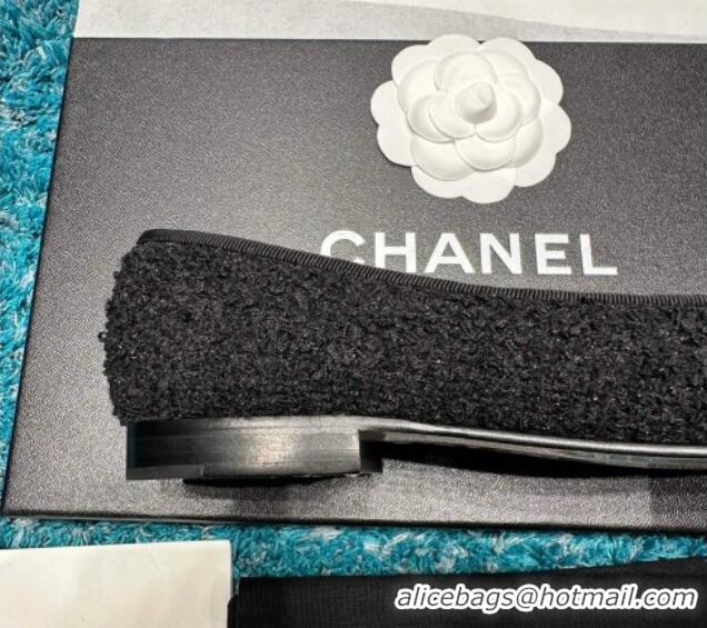 Luxurious Chanel Classic Tweed & Patent Calfskin Ballet Flat Black 325056