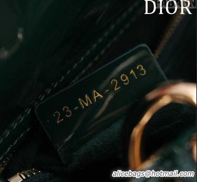 New Design Dior Mini Lady Dior Bag in Patent Cannage Leather M0505 Green 2024