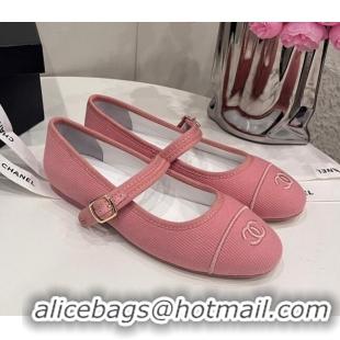 Best Product Chanel Cotton & Silk Mary Janes G45503 Pink 041705