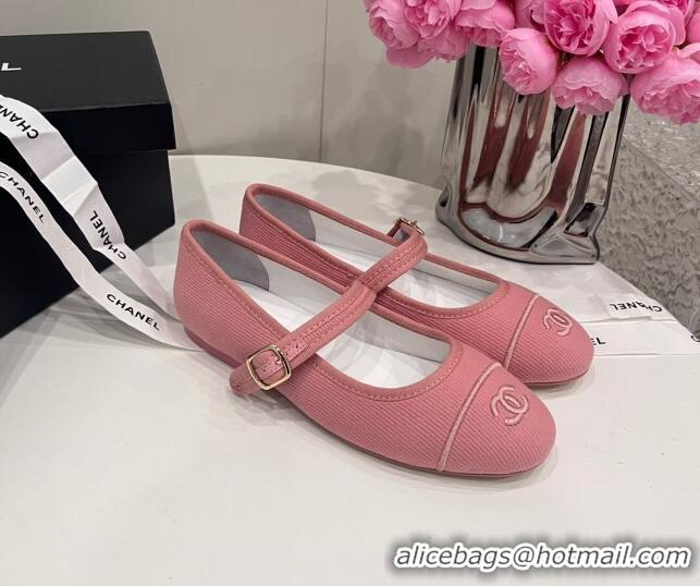 Best Product Chanel Cotton & Silk Mary Janes G45503 Pink 041705