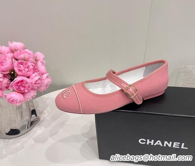 Best Product Chanel Cotton & Silk Mary Janes G45503 Pink 041705