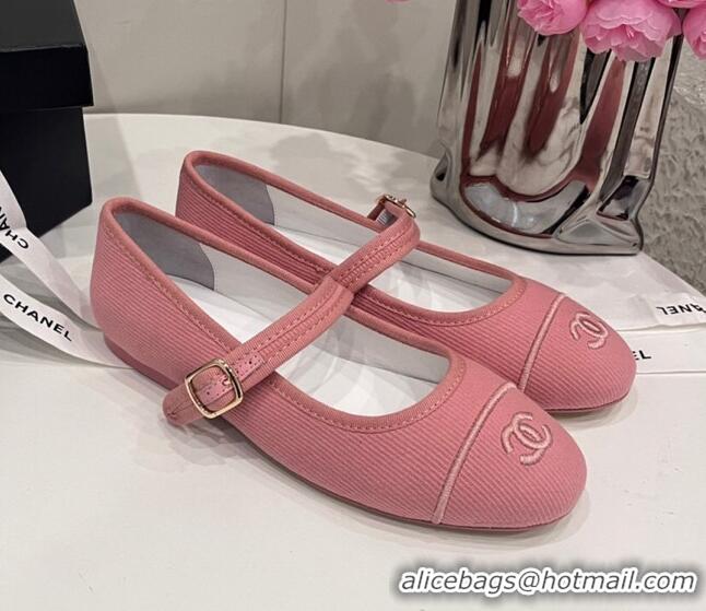 Best Product Chanel Cotton & Silk Mary Janes G45503 Pink 041705