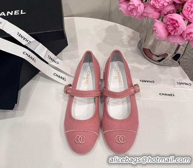 Best Product Chanel Cotton & Silk Mary Janes G45503 Pink 041705