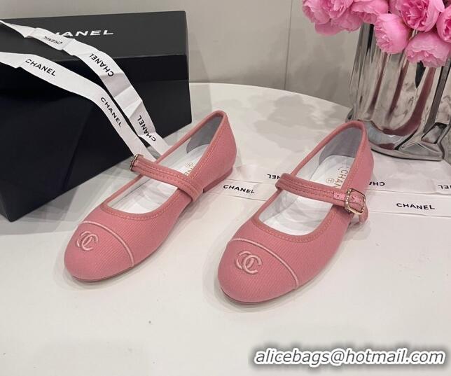 Best Product Chanel Cotton & Silk Mary Janes G45503 Pink 041705