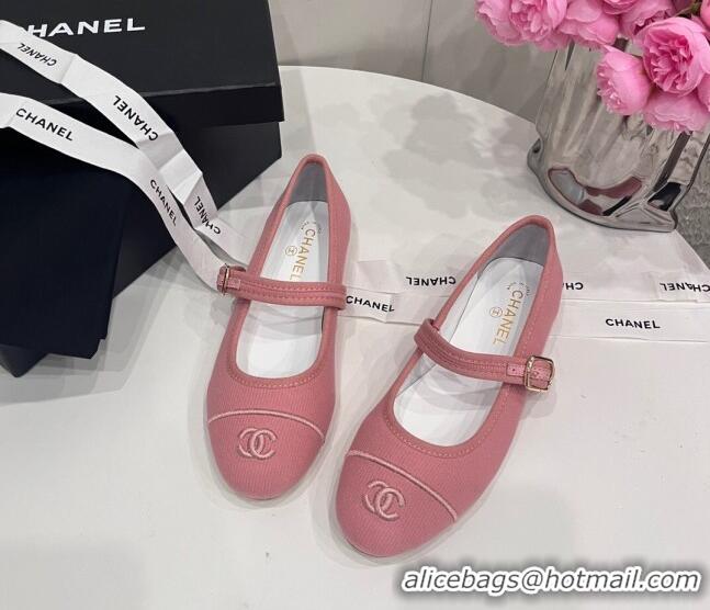 Best Product Chanel Cotton & Silk Mary Janes G45503 Pink 041705